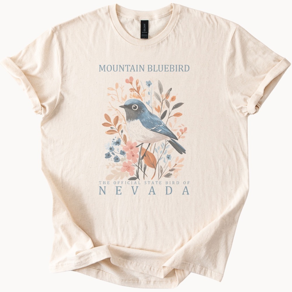 Mountain Bluebird Watercolor Graphic Tee Nature Bird Art